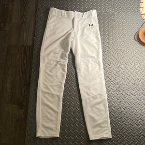 All white Under Armour Boys Baseball Pants